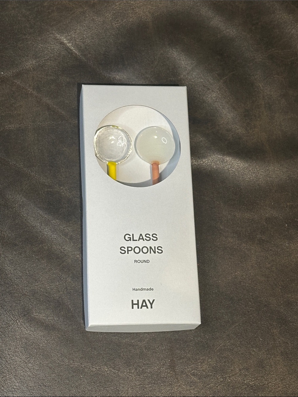 HAY Glass Spoons Set with Yellow and Brown Handles